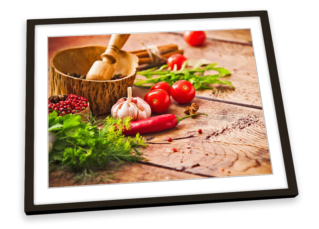 Fresh Veg Kitchen Cooking Framed