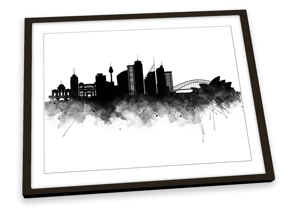 Sydney Abstract City Skyline Black Framed
