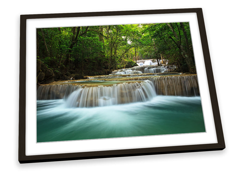Thailand Forest River Waterfall Framed