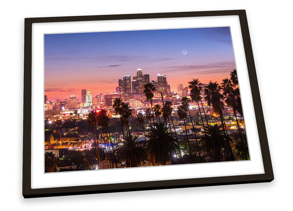 Los Angeles Palm Trees Multi-Coloured Framed