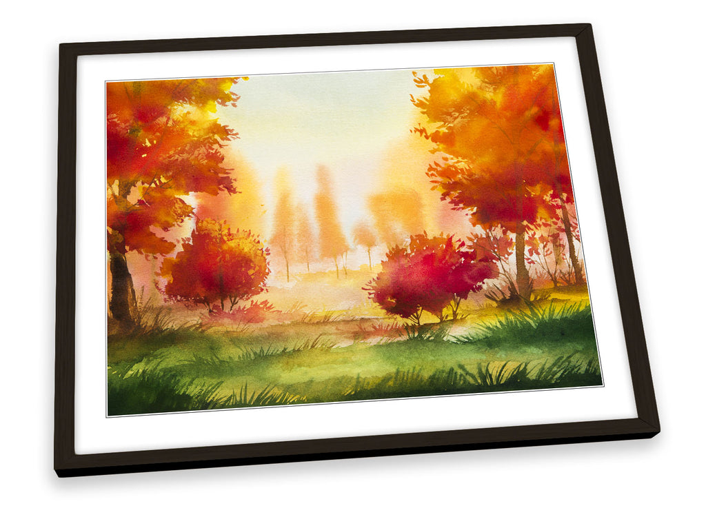 Orange Landscape Autumn Framed