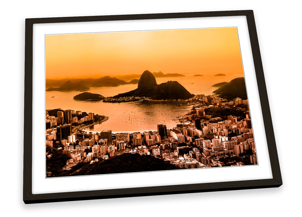 Rio De Janeiro Orange Sunset Framed