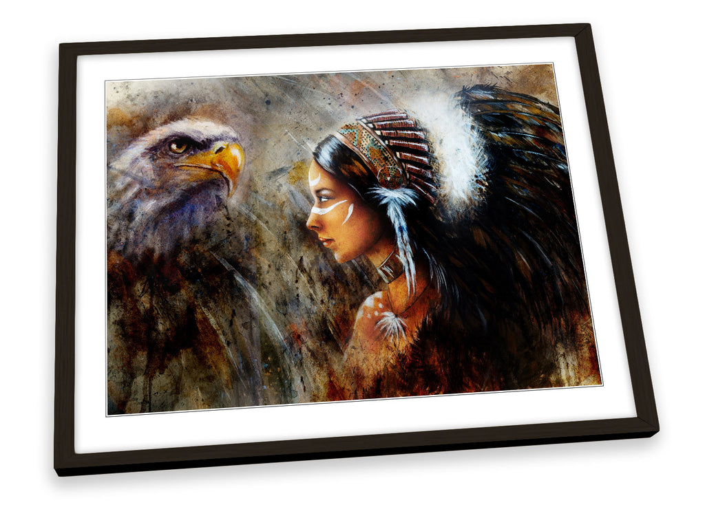 Eagle Hawk Tribal Headdress Brown Framed