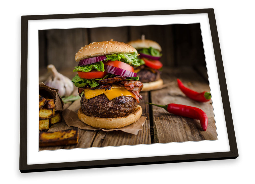Hamburger Kitchen Food Framed