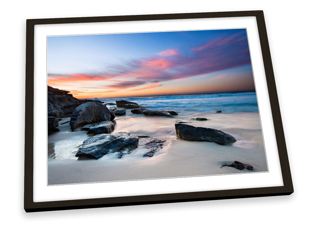 Seascape Sunset Beach Framed