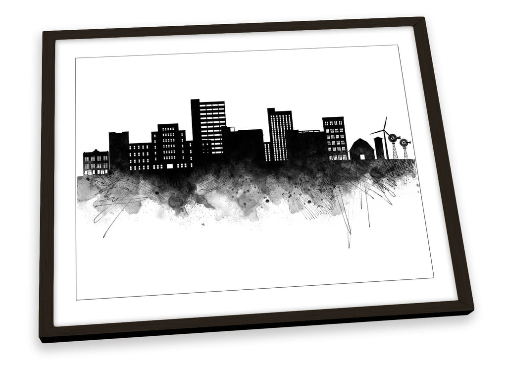 Lubbock Abstract City Skyline Black Framed