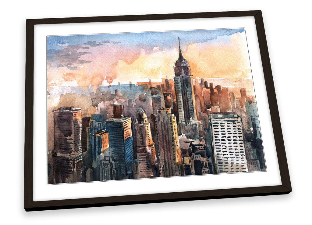 New York City Watercolour Framed