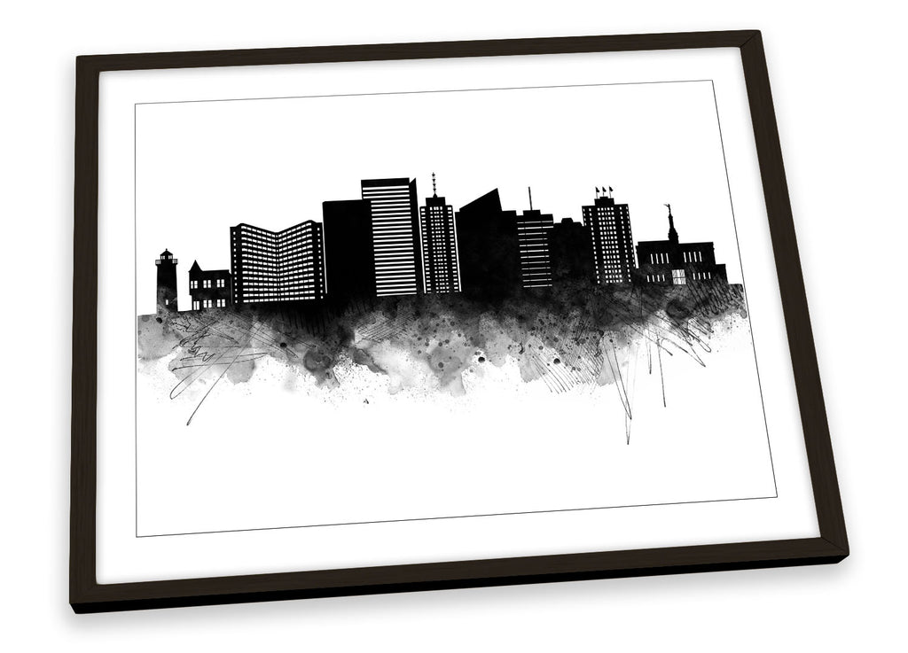Anchorage Abstract City Skyline Black Framed