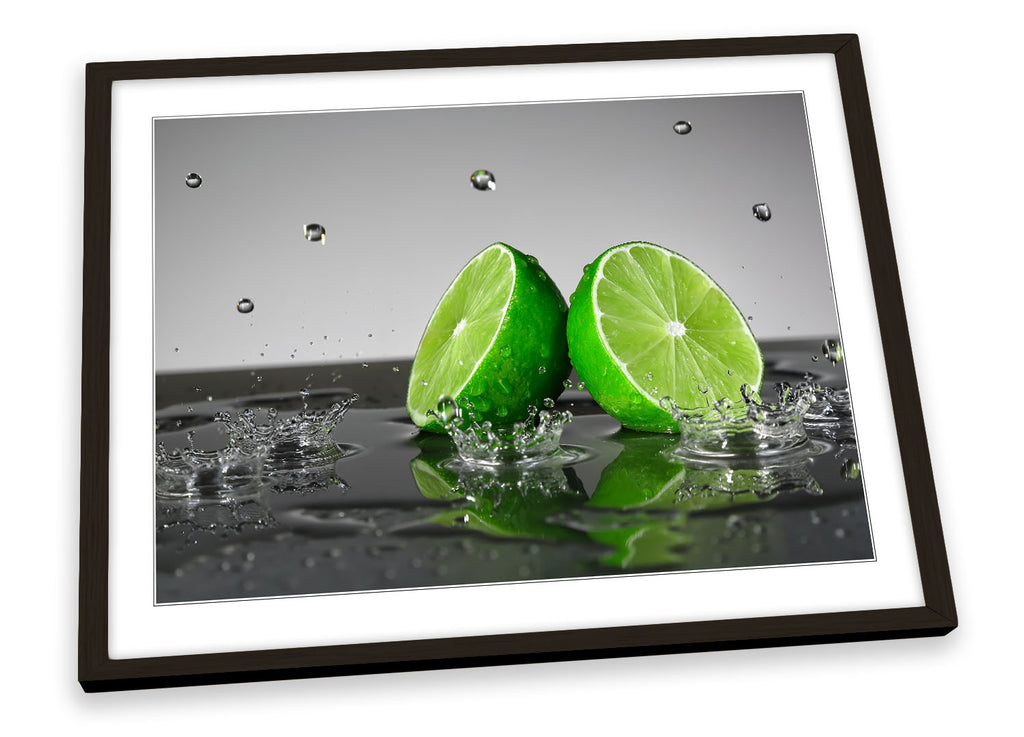 Lime Green Fruit Splash Kitchen Grey Framed