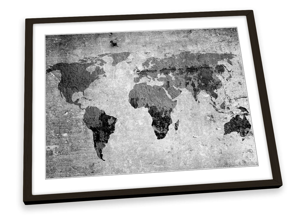 World of the Map Distressed B&W Framed