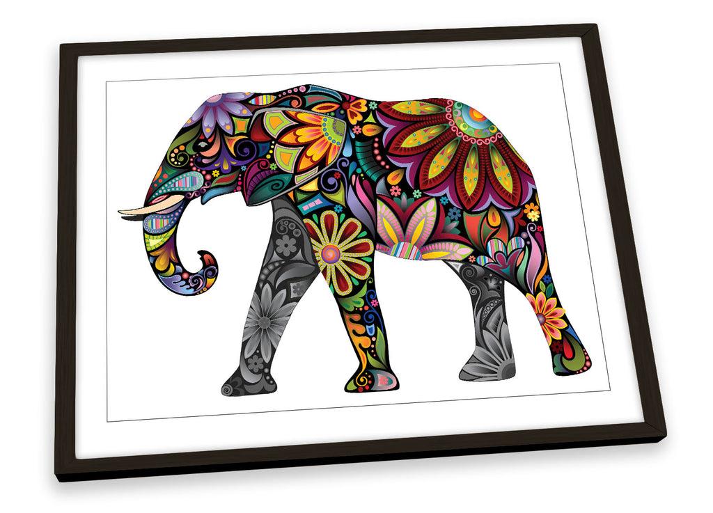 Elephant Modern Floral Framed
