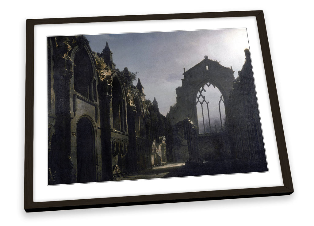 Louis Daguerre The Ruins of Holyrood Chapel Framed