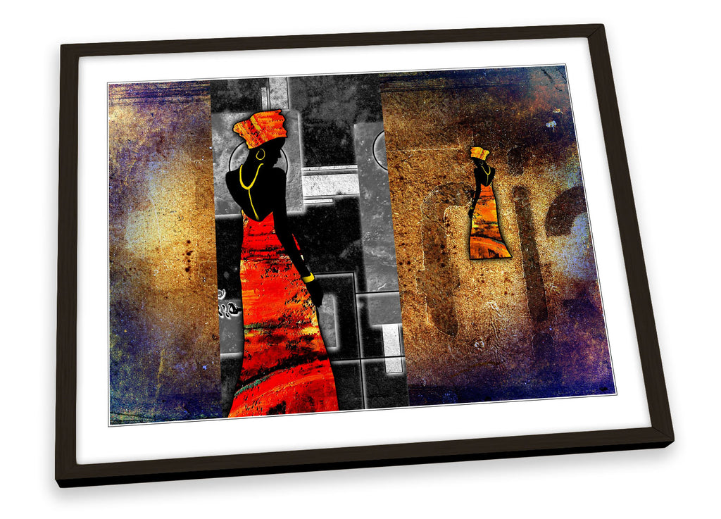 Tribal African Woman Brown Framed