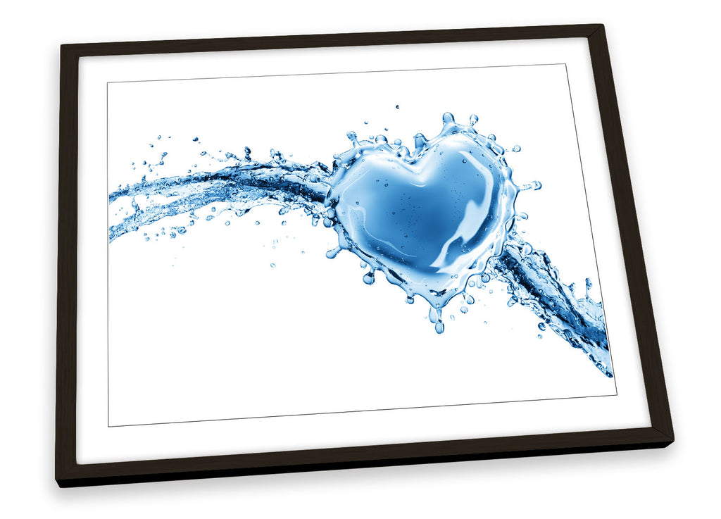 Heart Water Bathroom Blue Framed