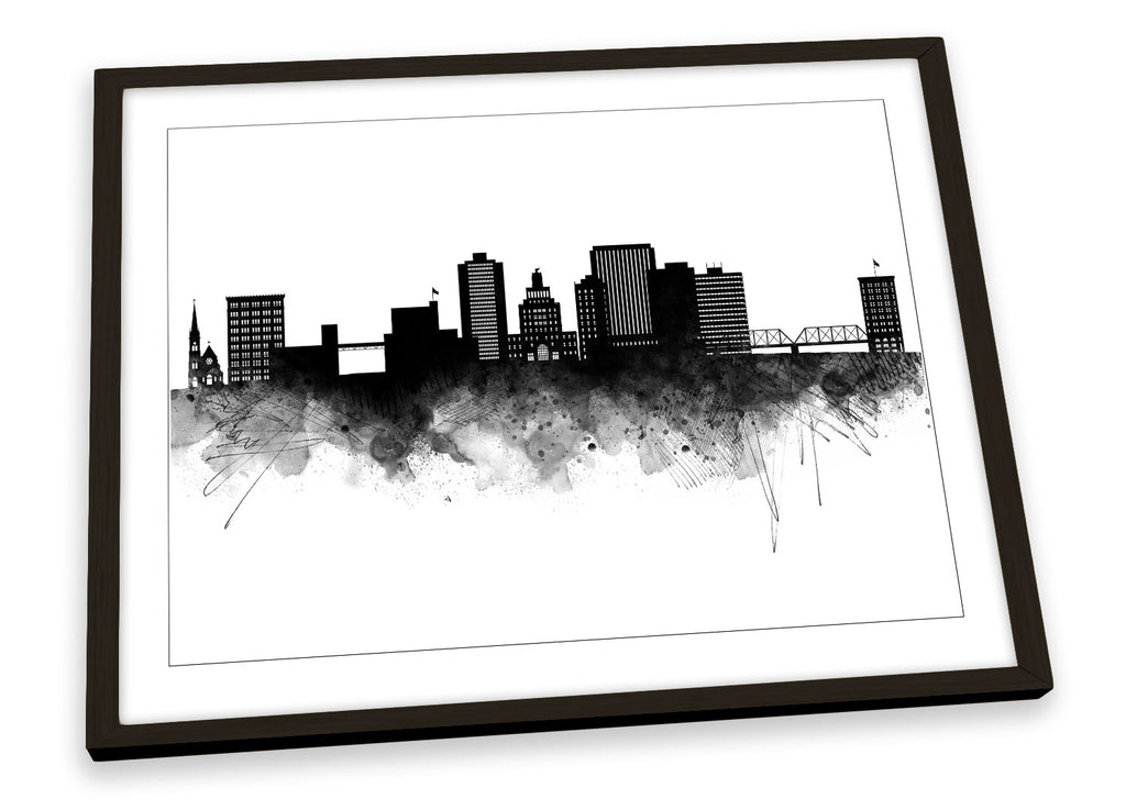 Cedar Rapids Abstract City Skyline Black Framed
