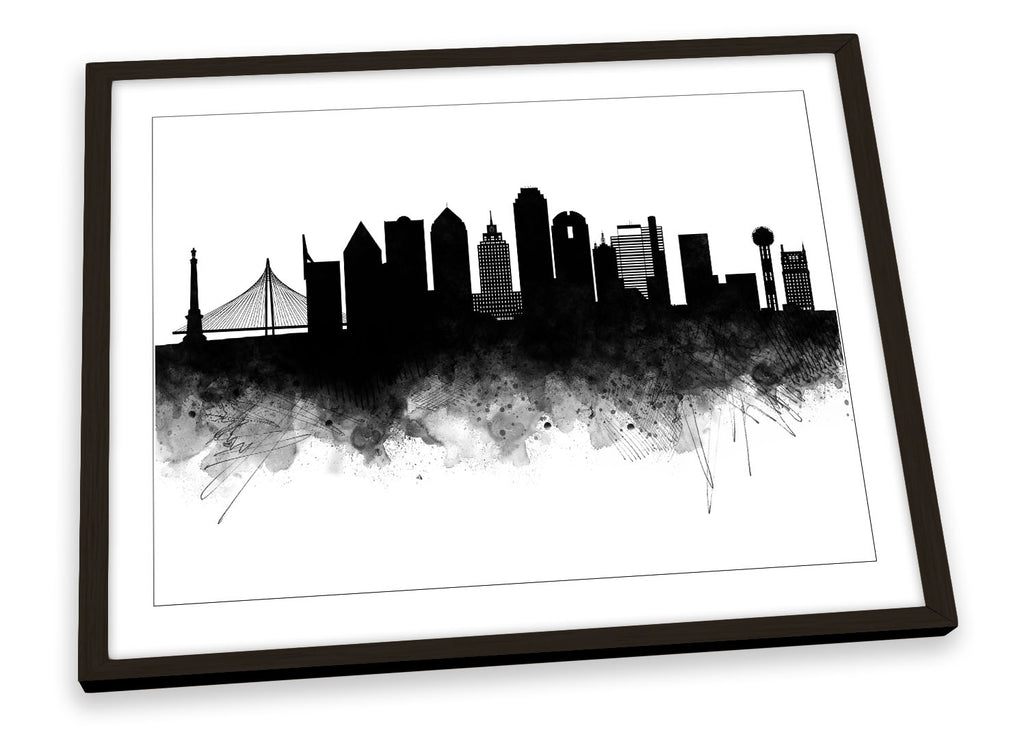 Dallas Abstract City Skyline Black Framed
