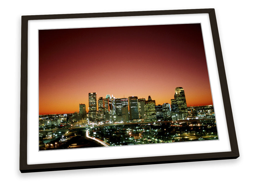 Dallas Texas City Skyline Framed