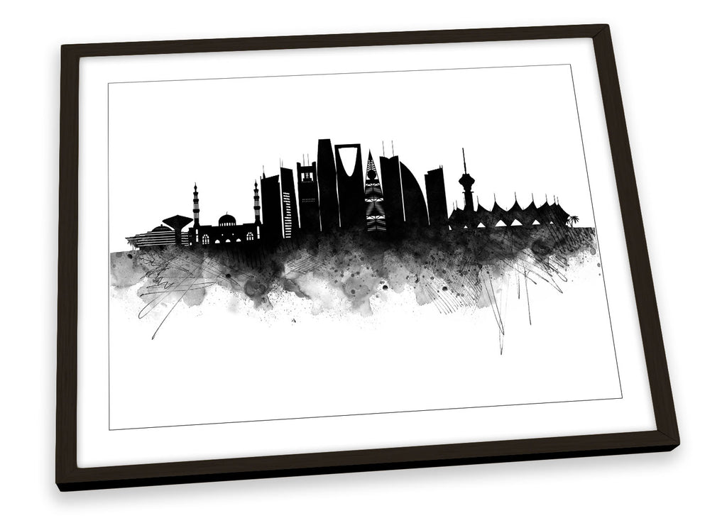 Riyadh Abstract City Skyline Black Framed