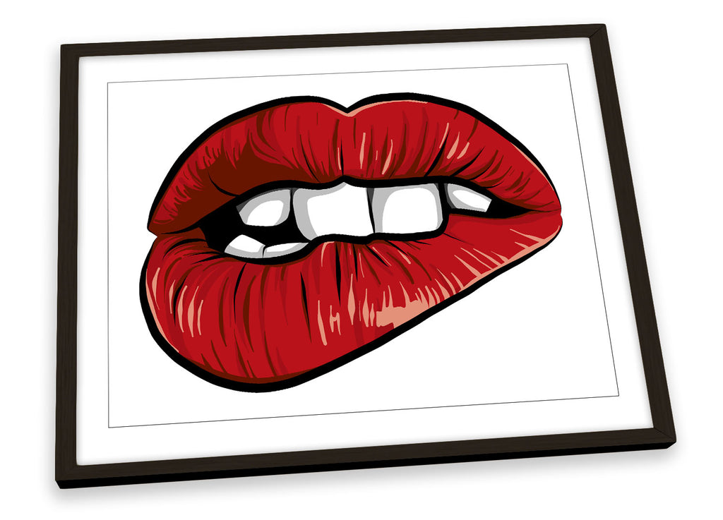 Sexy Lips Bite Fashion Red Framed