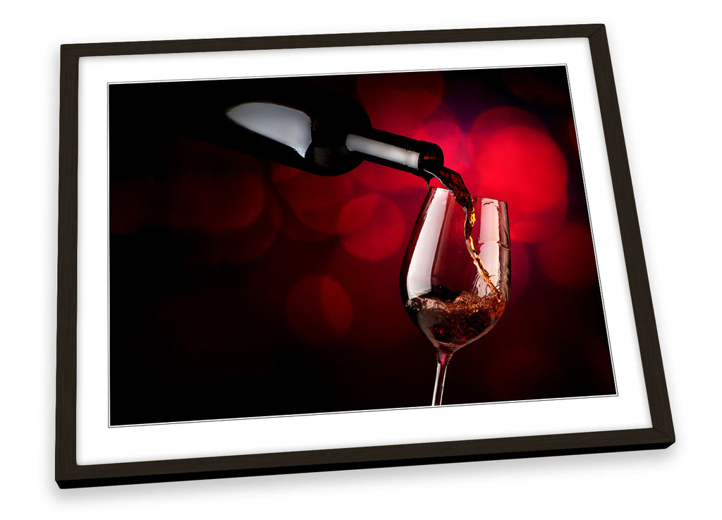 Wine Pour Kitchen Glass Red Framed