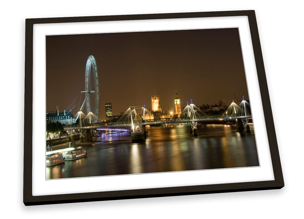 London Eye Brown Skyline City Framed