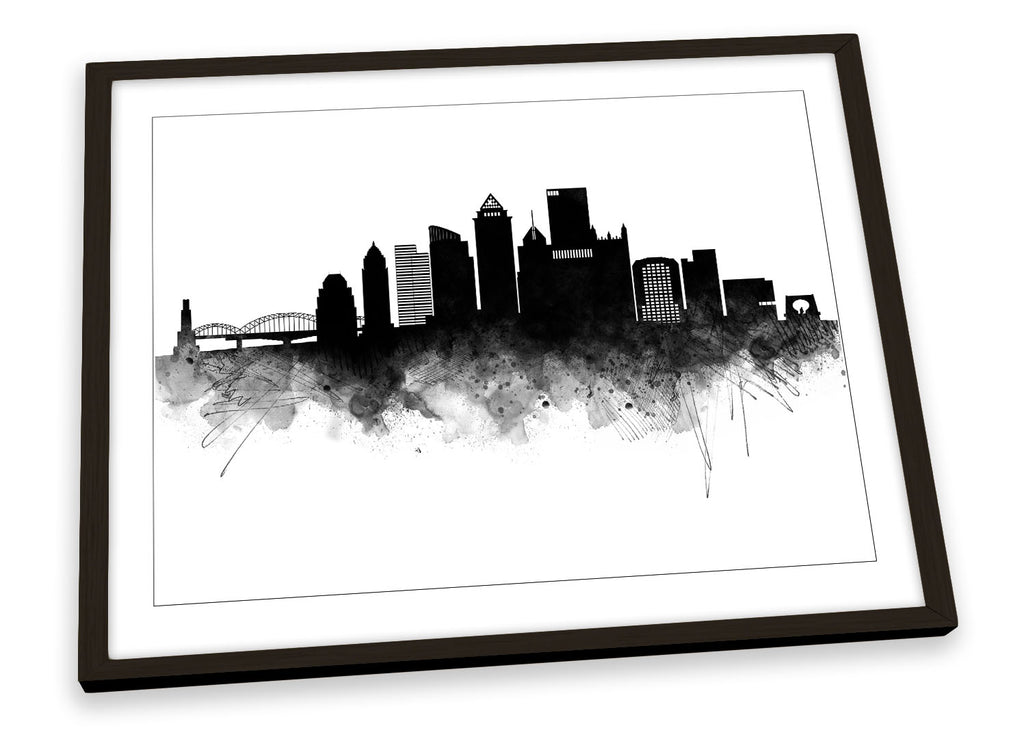 Pittsburgh Abstract City Skyline Black Framed
