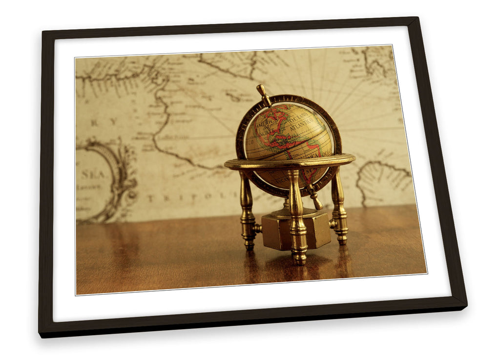 Globe Map Atlas Framed