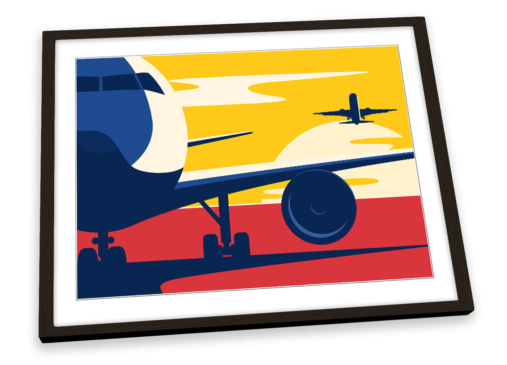 Airplane Holiday Travel Yellow Framed