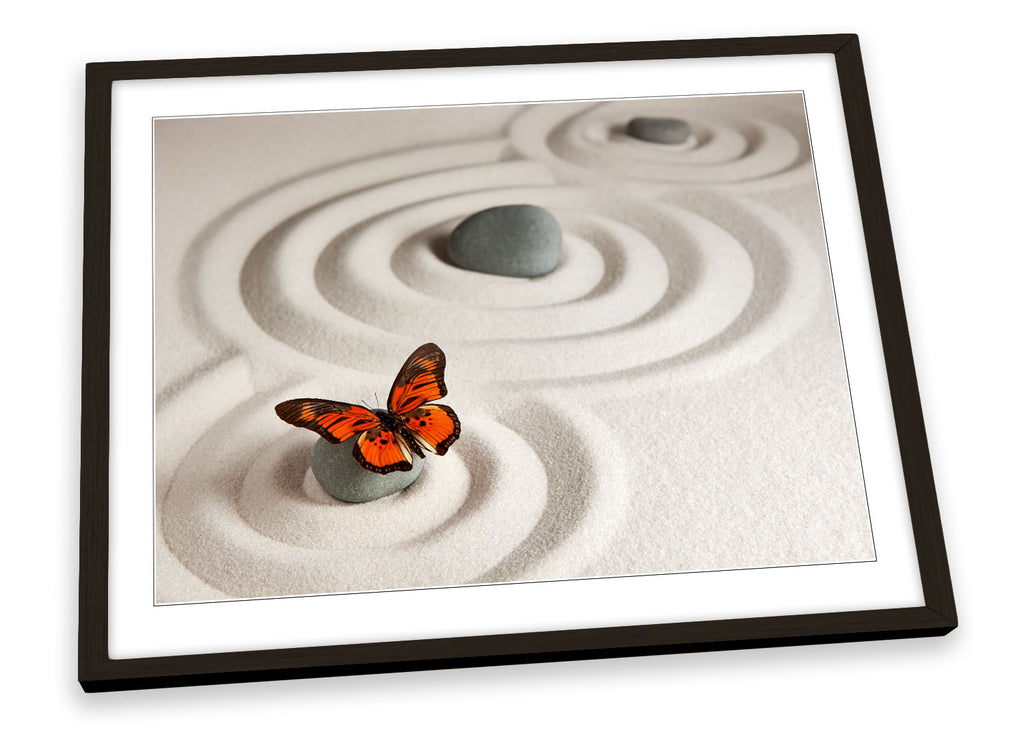 Zen Rocks Butterfly Framed