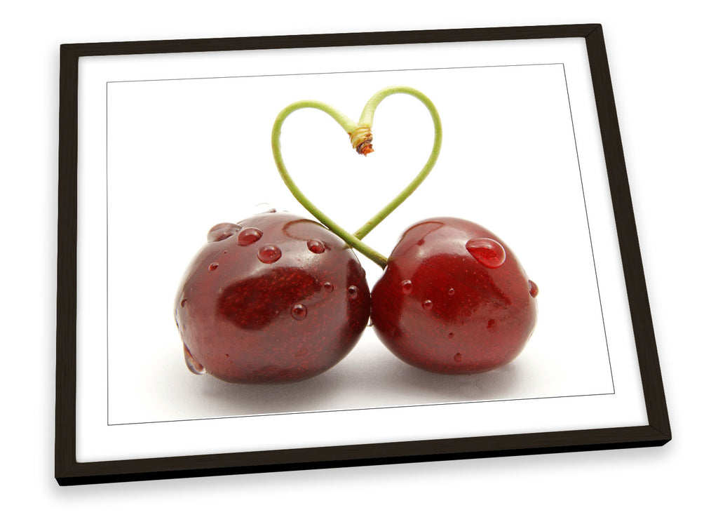 Love Heart Cherries Kitchen Framed