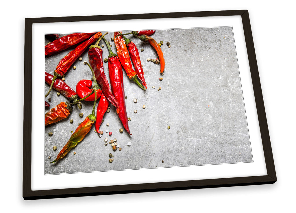 Red Chilli Peppers Kitchen Framed