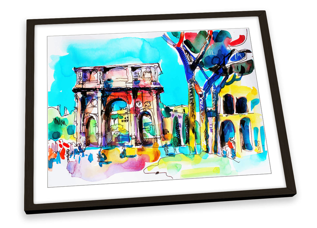 Rome Italy Modern Multi-Coloured Framed