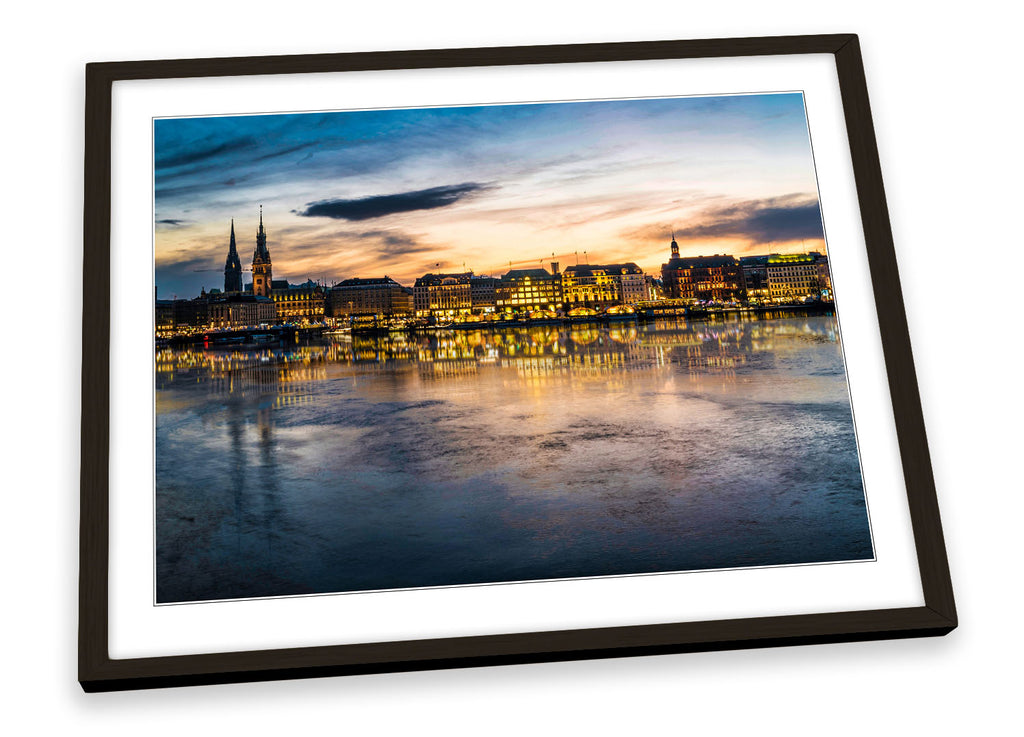 Hamburg Skyline City Framed