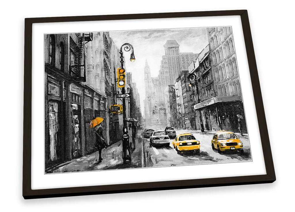 New York Taxi Cabs Umbrella Framed