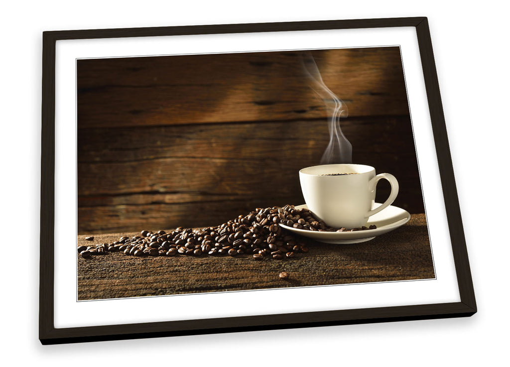 Coffee Cup Beans Kitchen Framed
