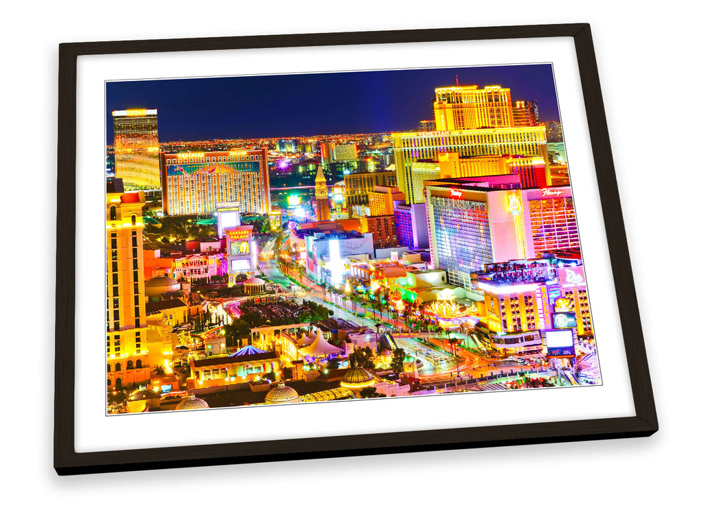 las Vegas Strip Skyline City Multi-Coloured Framed