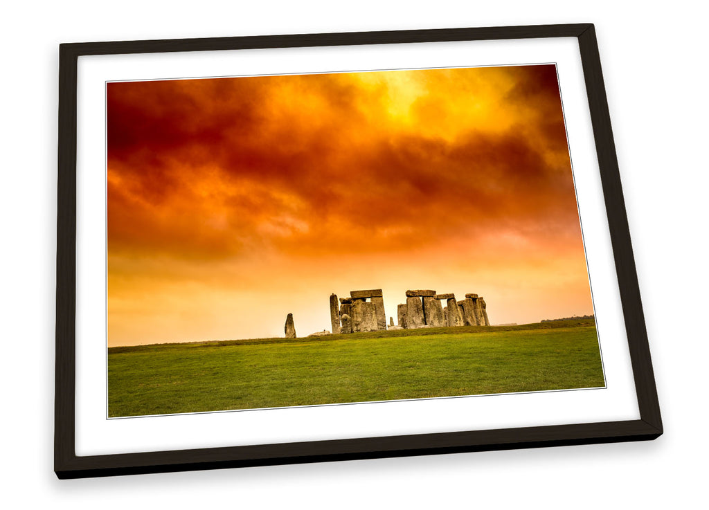 Stonehenge Orange Sunset Framed