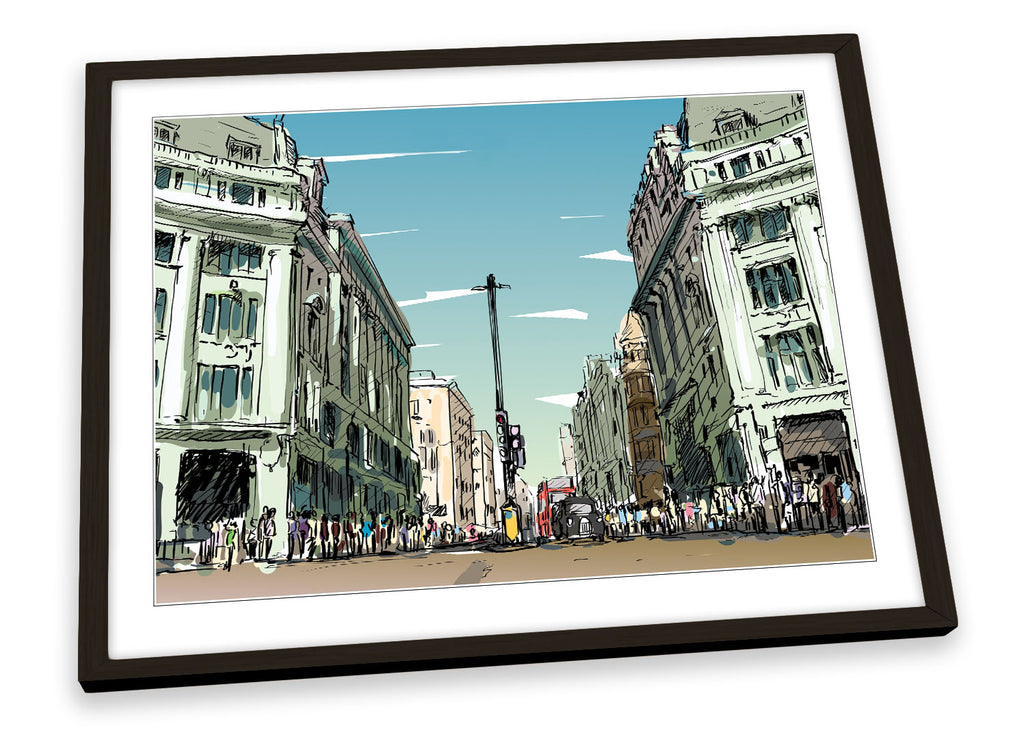 London Regent Street Multi-Coloured Framed