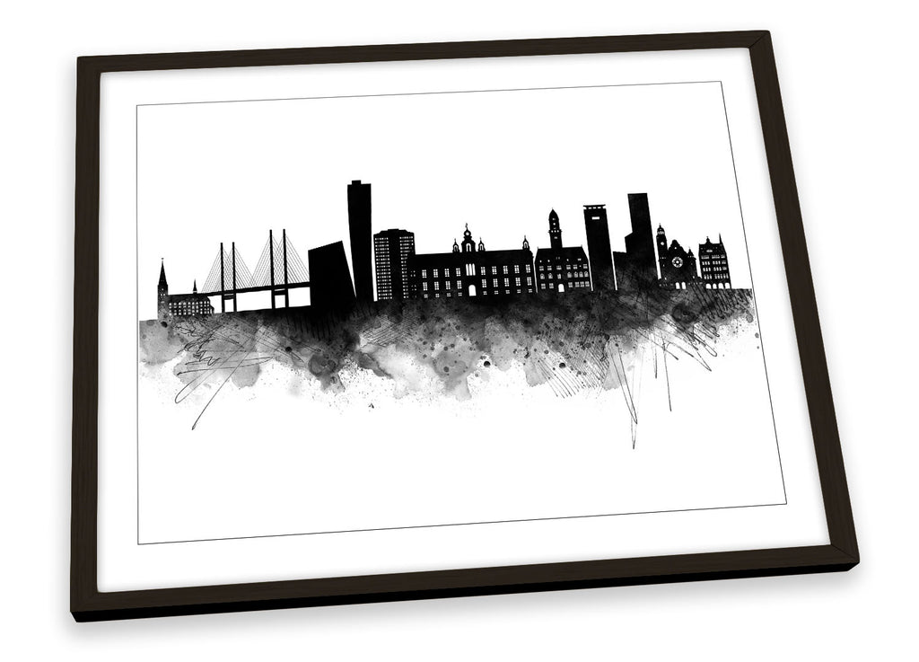 Malmo Abstract City Skyline Black Framed
