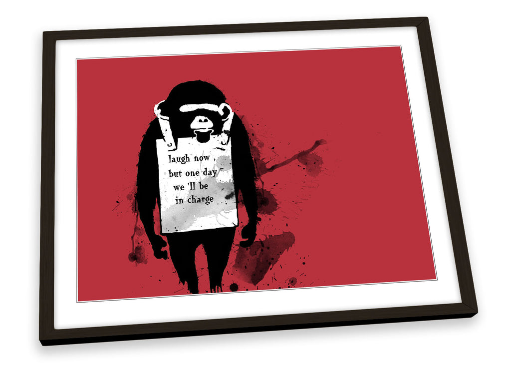 Banksy Laugh Now Monkey Framed