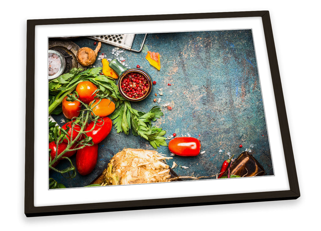 Fresh Food Ingredients cafe Framed