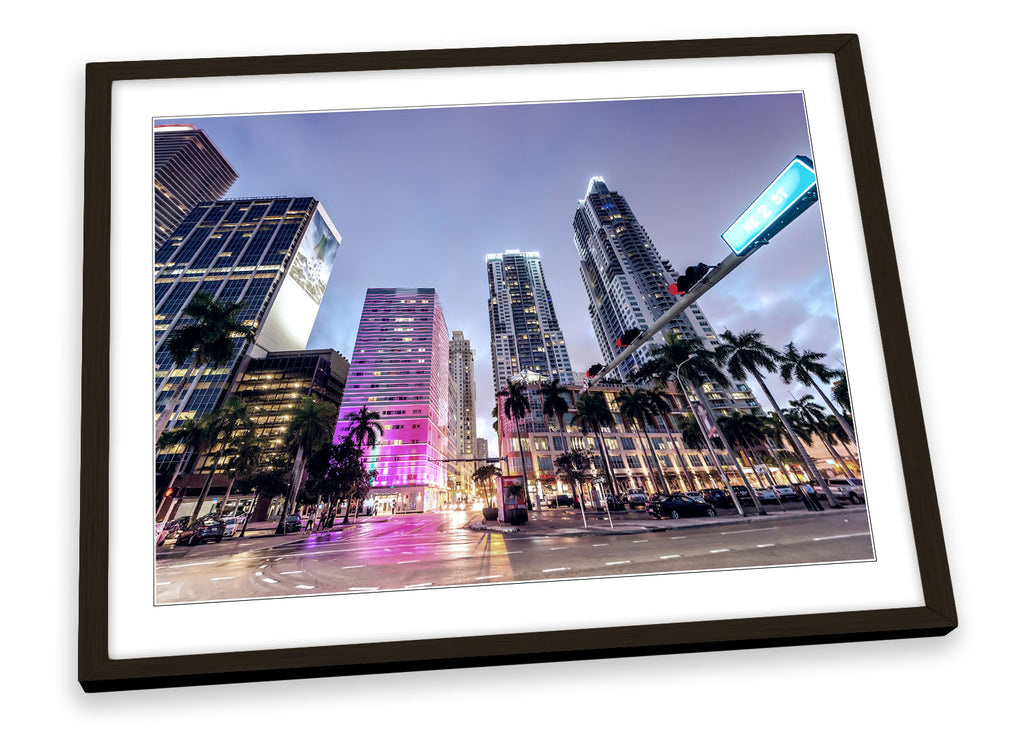 Miami Downtown City Multi-Coloured Framed