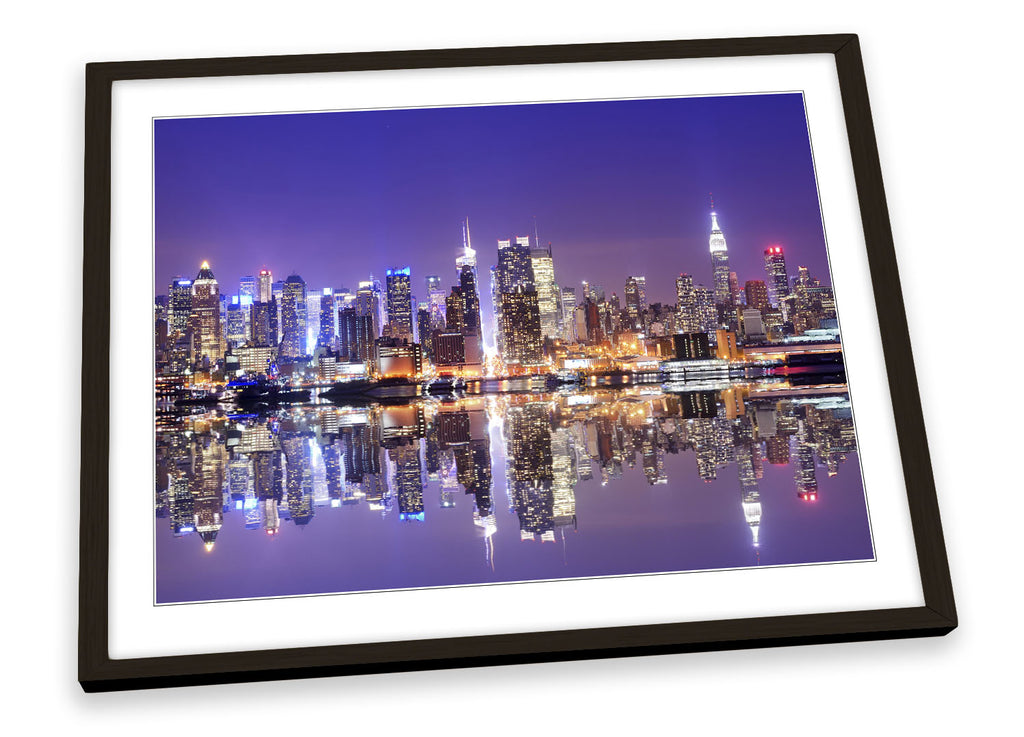 New York City Skyline Purple Framed