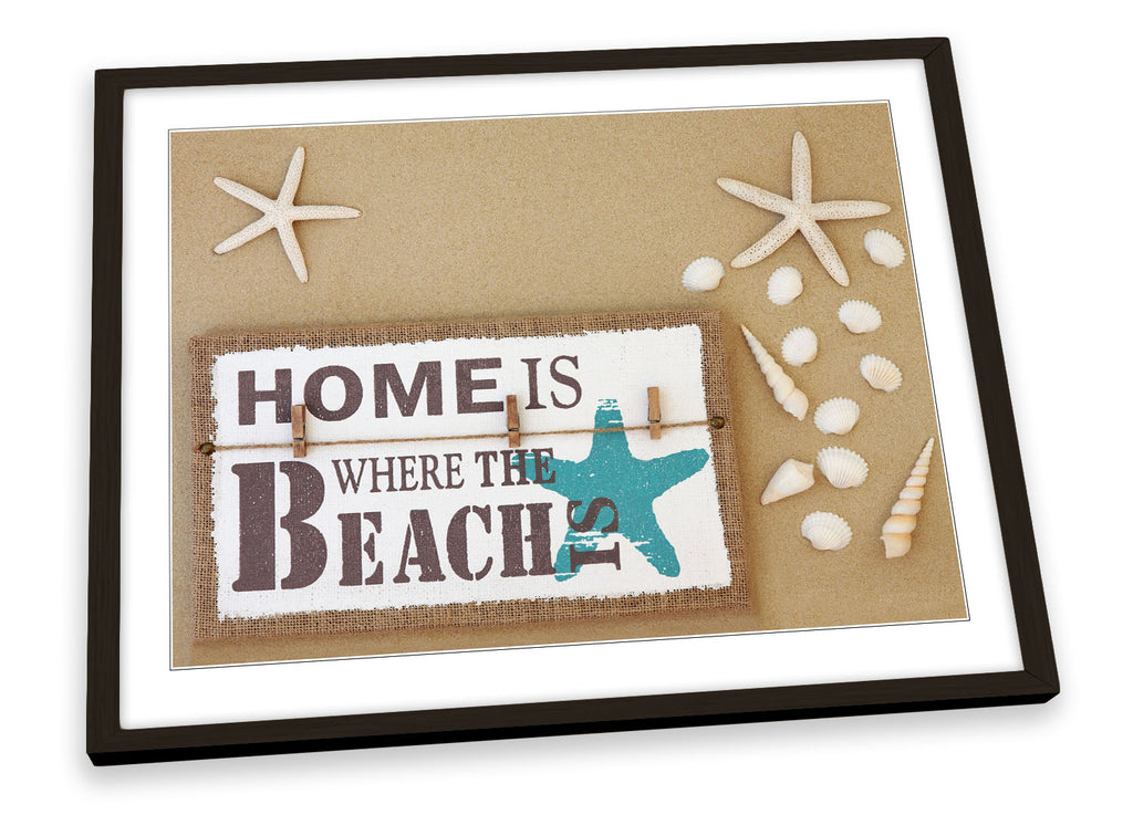 Home is Where Beach is Brown Framed