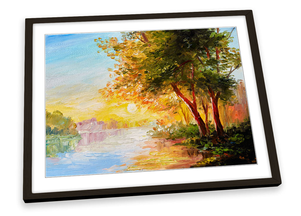 Sunset Landscape Tree Repro Framed