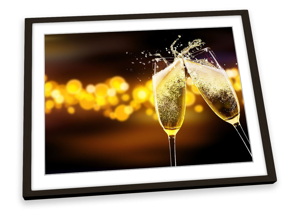 Wine Glass Kitchen Bar Framed