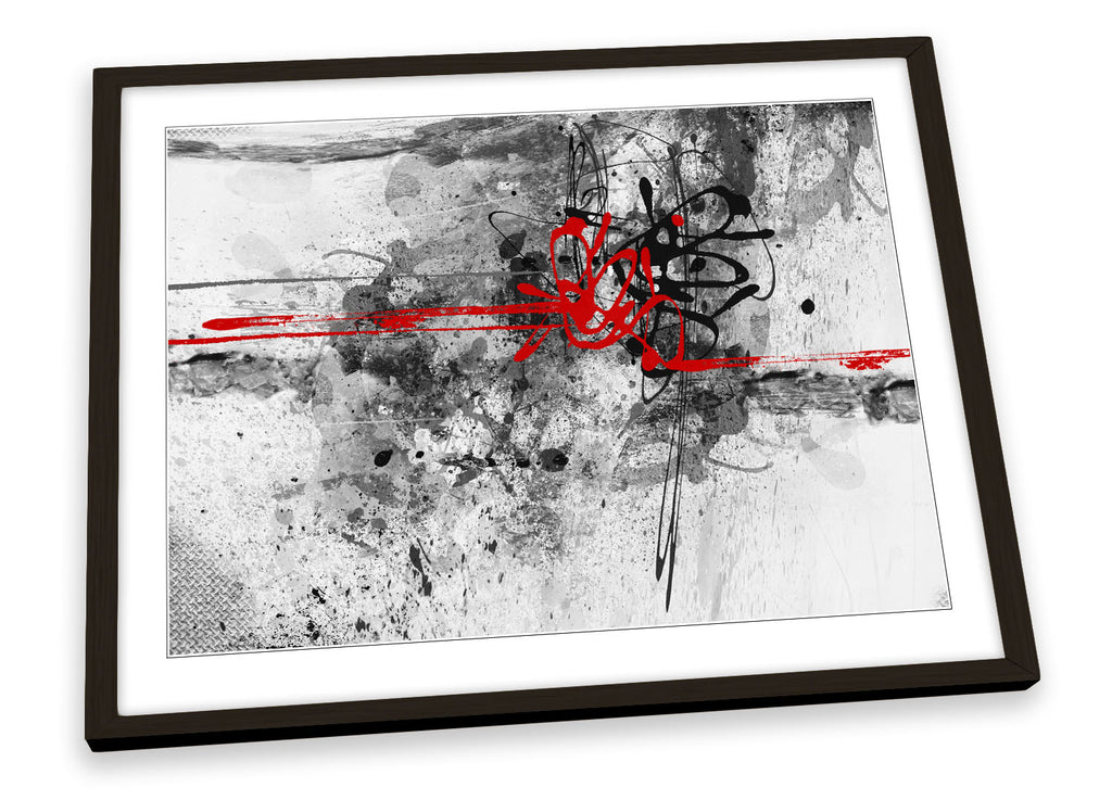 Abstract Grunge Red Black Framed