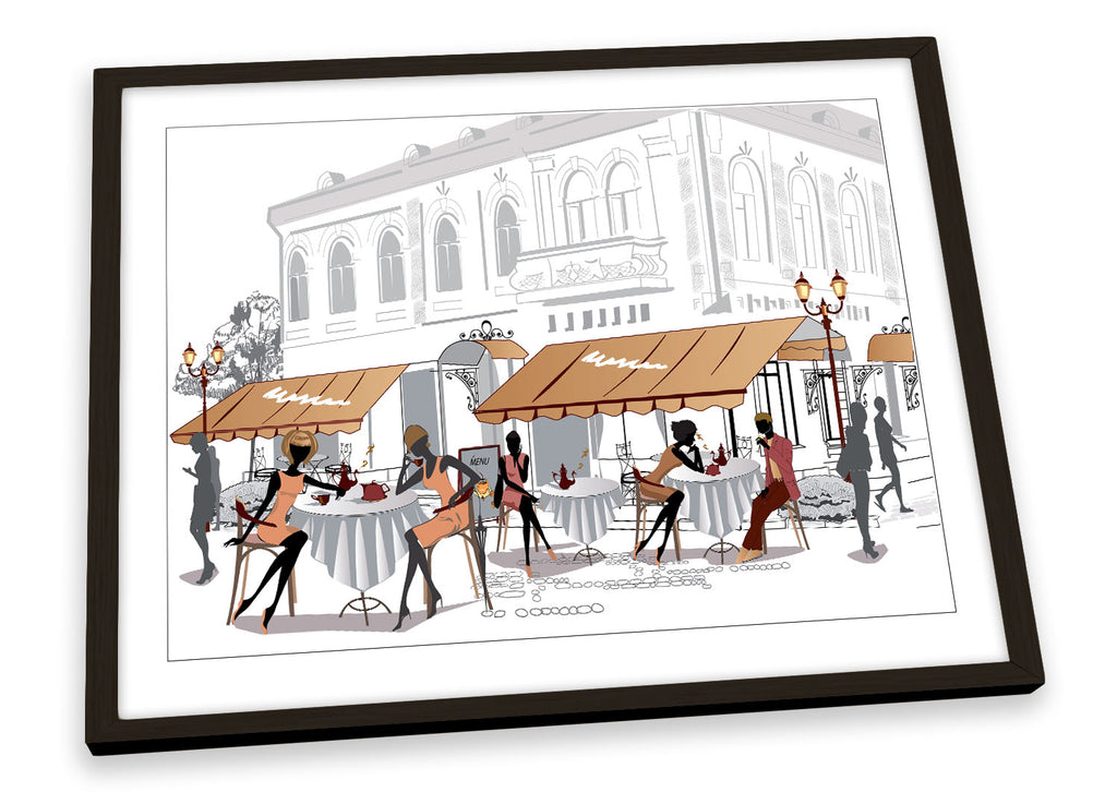 Café Street Elegant Multi-Coloure Framed