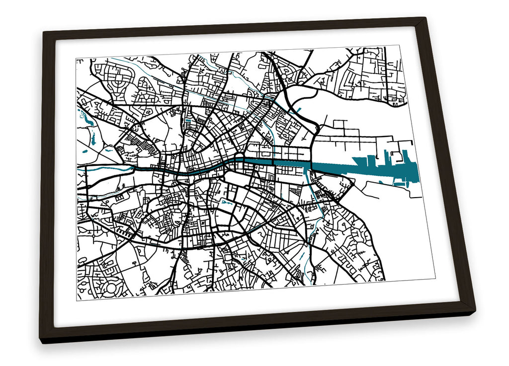 Dublin Map City Minimalistic Ireland Framed