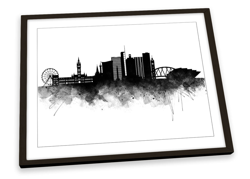 Glasgow Abstract City Skyline Black Framed